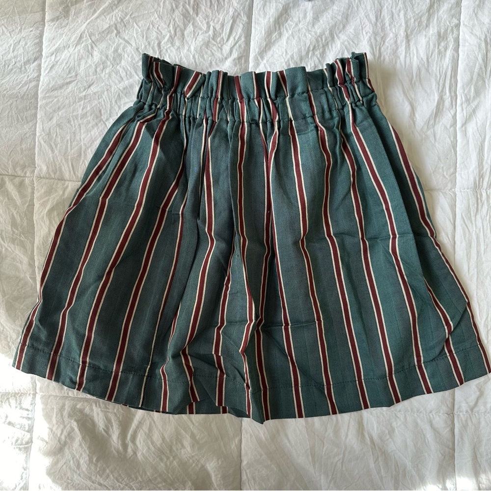 Green and brown striped skirt